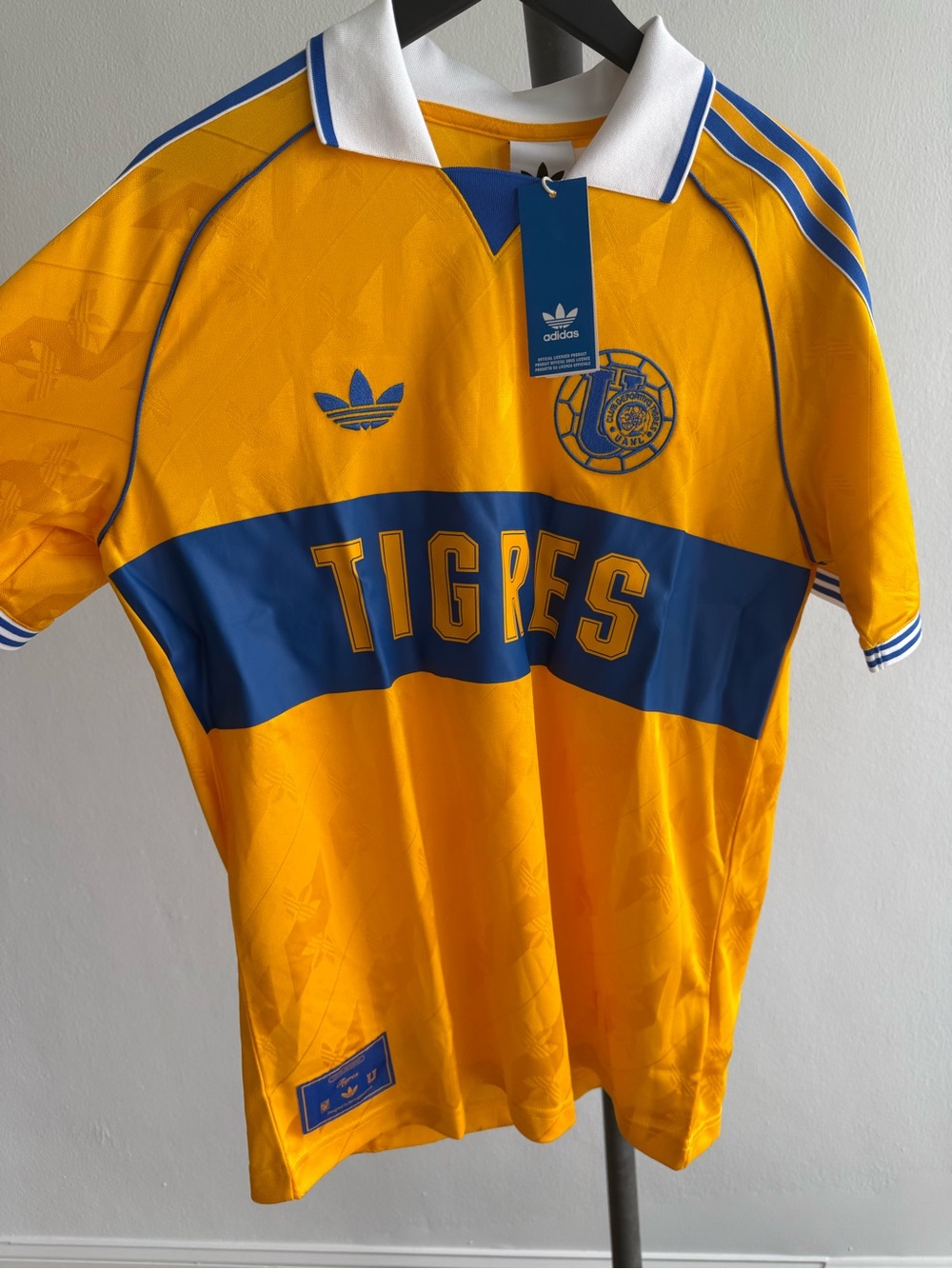 adidas Tigres UANL Retro Soccer Jersey Men L Yellow Blue
